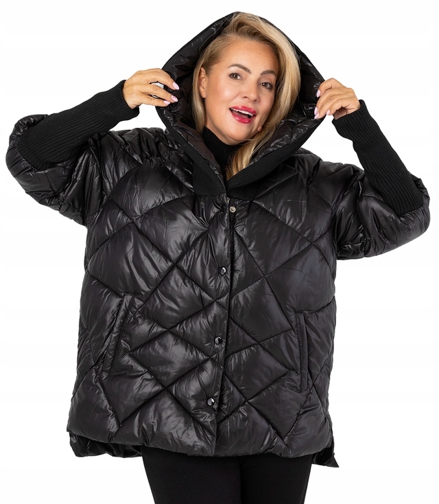 Kurtka zimowa z ozdobnymi ściągaczami oversize DIAMOND S Marka Agrafka