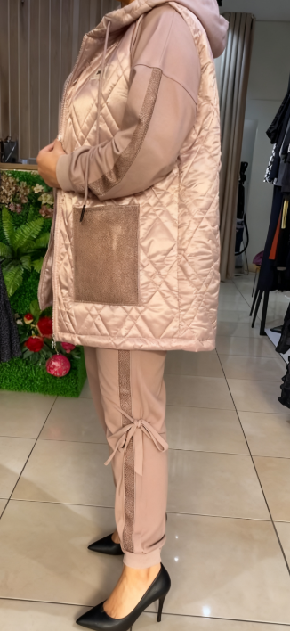 💖Limitowana wyprzedaż 50%💖Komplet kamizelki z kapturem, zdobiony cekinami