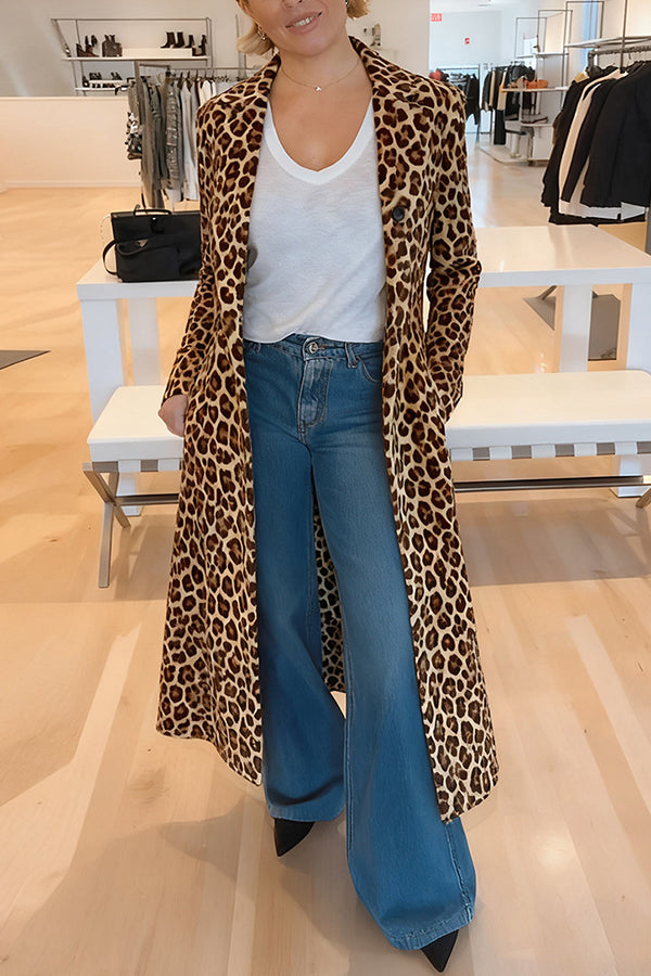 49% zniżki na wyprzedaż✨Leopard Print Long Sleeve Pocket Casual Maxi T
