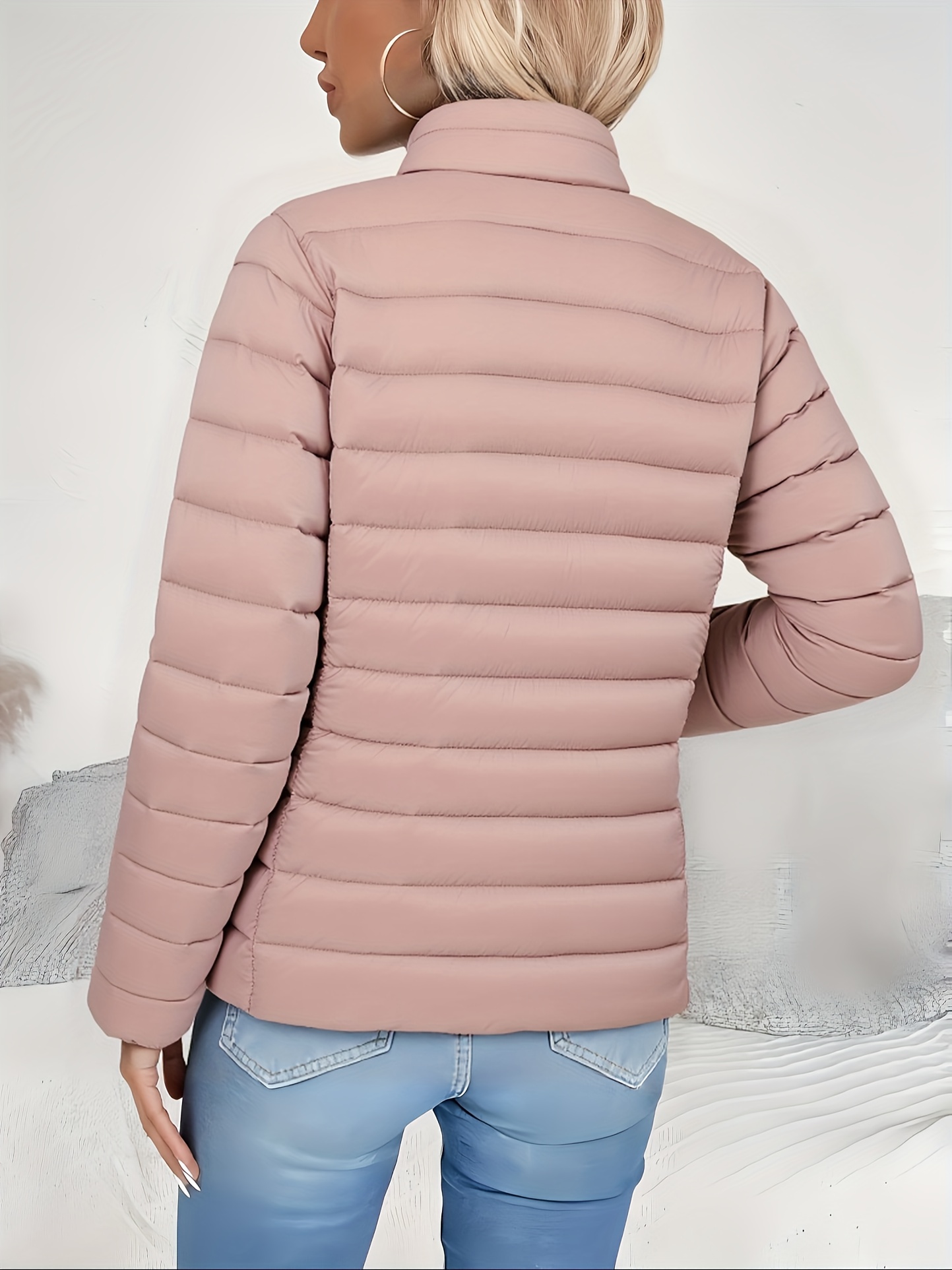 Eleganckie damskie kurtki zimowe - lekki płaszcz ze stójką