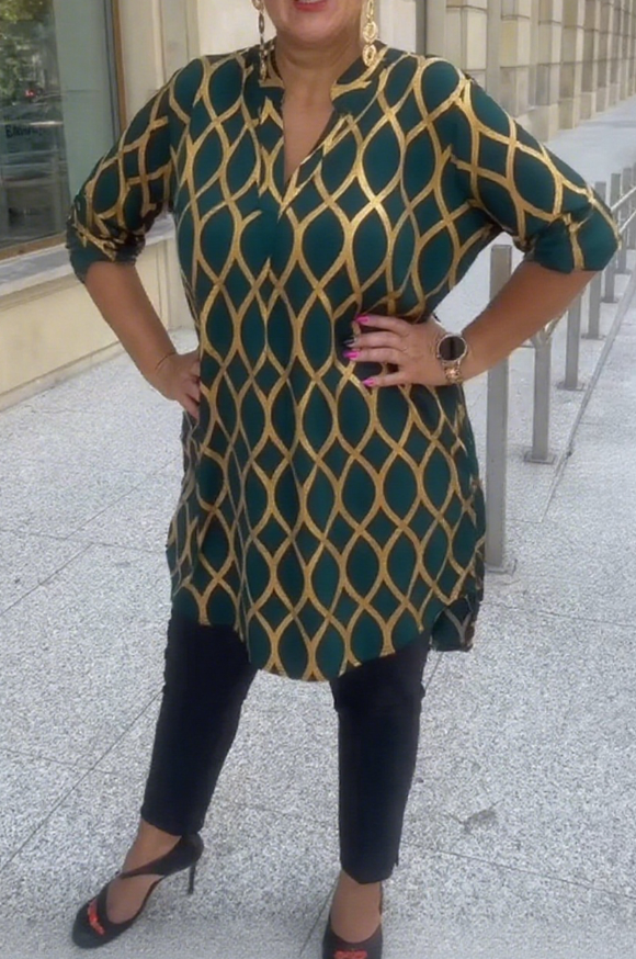 Ostatnie 24 godziny! Wyprzedaż polskiej odzieży damskiej, do 50% zniżki, do wyczerpania zapasów ⏳Tunika podróżna z nadrukiem na całej powierzchni i spodnie ze stretchem (opakowanie 2 szt.)