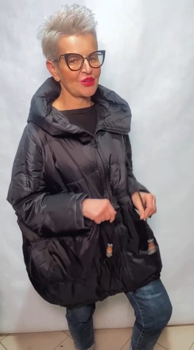 Ciepły i gruby damski zimowy płaszcz z kapturem zapinany na zamek