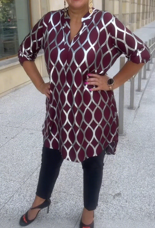 Ostatnie 24 godziny! Wyprzedaż polskiej odzieży damskiej, do 50% zniżki, do wyczerpania zapasów ⏳Tunika podróżna z nadrukiem na całej powierzchni i spodnie ze stretchem (opakowanie 2 szt.)