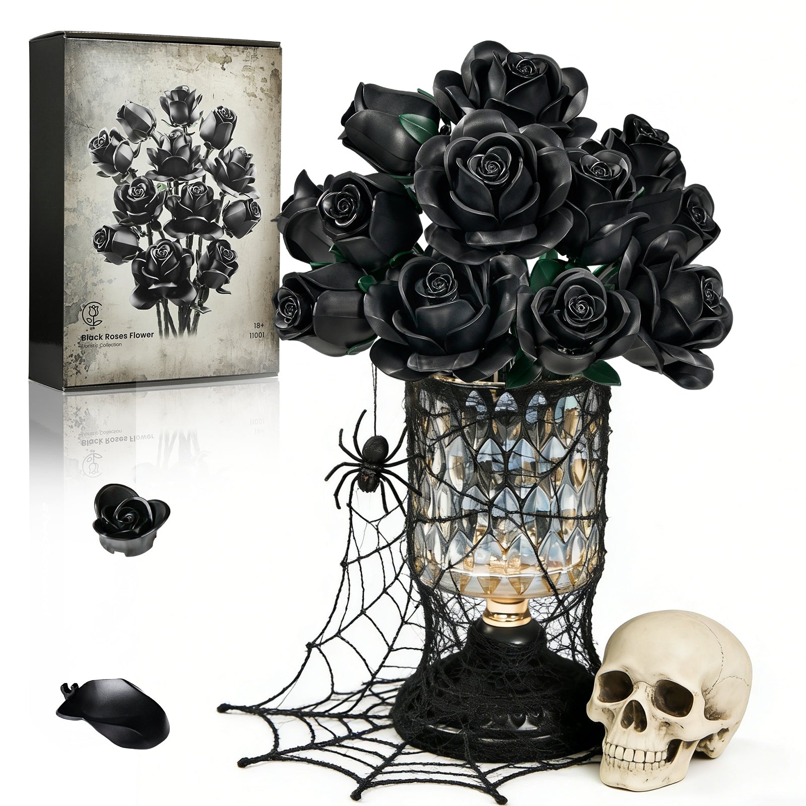 Black Roses Bouquet Building Block Set