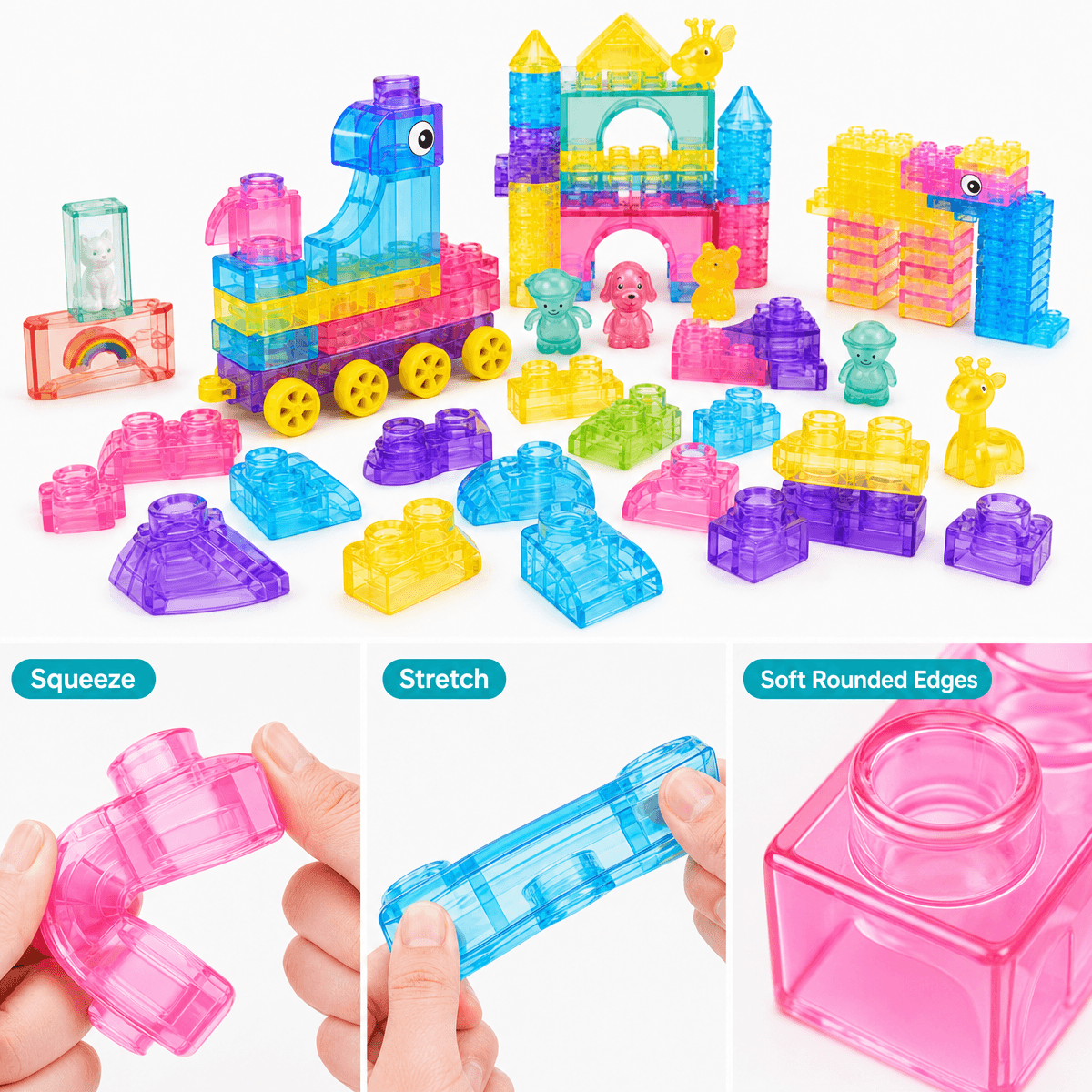 Soft jelly blocks for kids bath time water play and sensory building activities