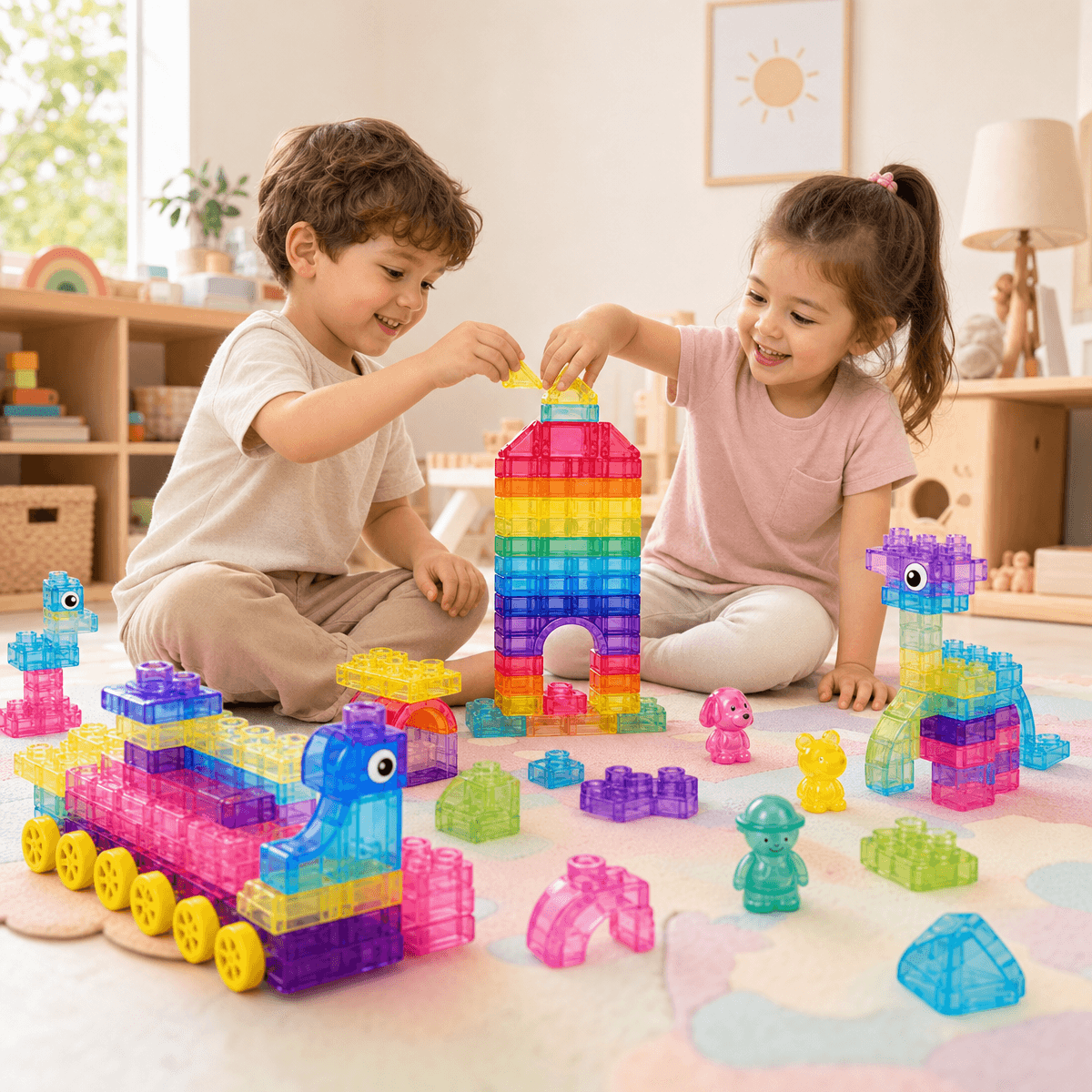 Soft jelly building blocks for squeezing stretching twisting stacking and creative sensory play