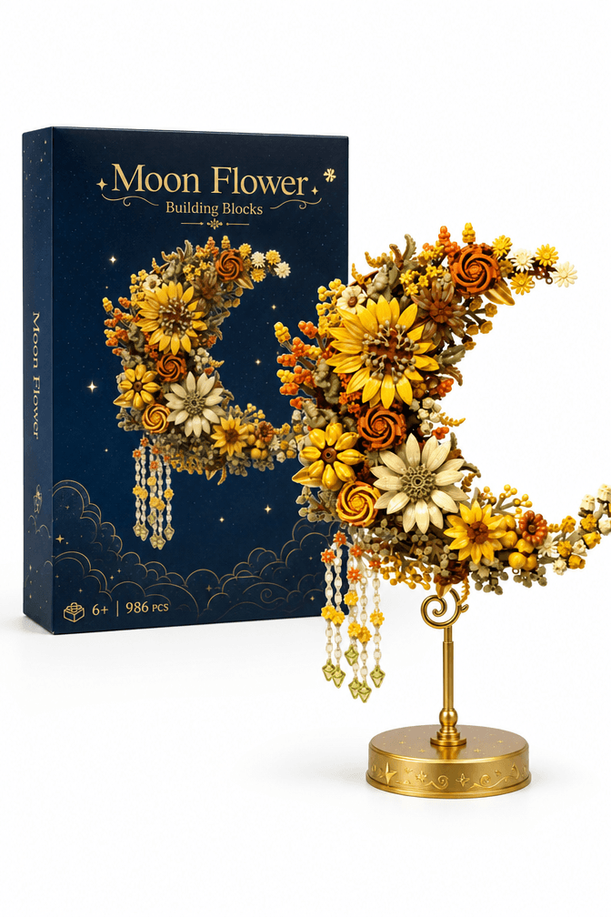 Gold flower building set with golden floral brick design