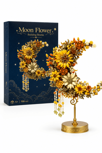 Gold flower building set with golden floral brick design