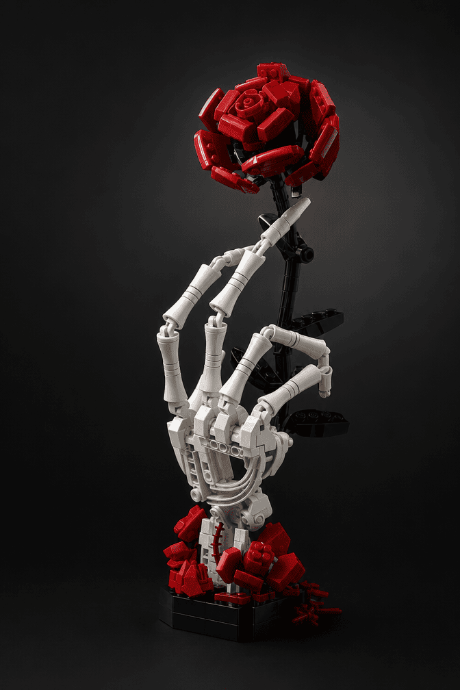 Gothic Skeleton Hand & Rose Brick Set
