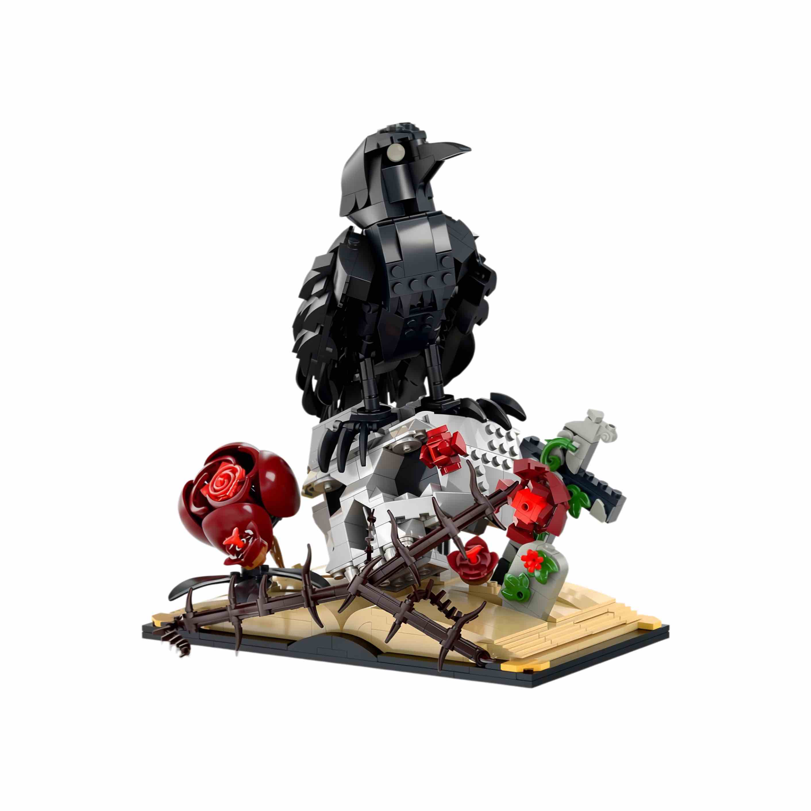 Gothic Raven & Skull Art Building Set - Dark Academia Home Decor