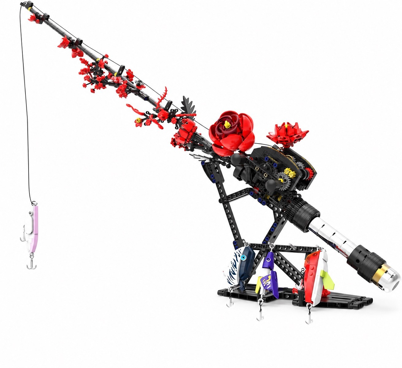 Fishing Rod Model Building Blocks 425+ Pieces Play & Decor Kit