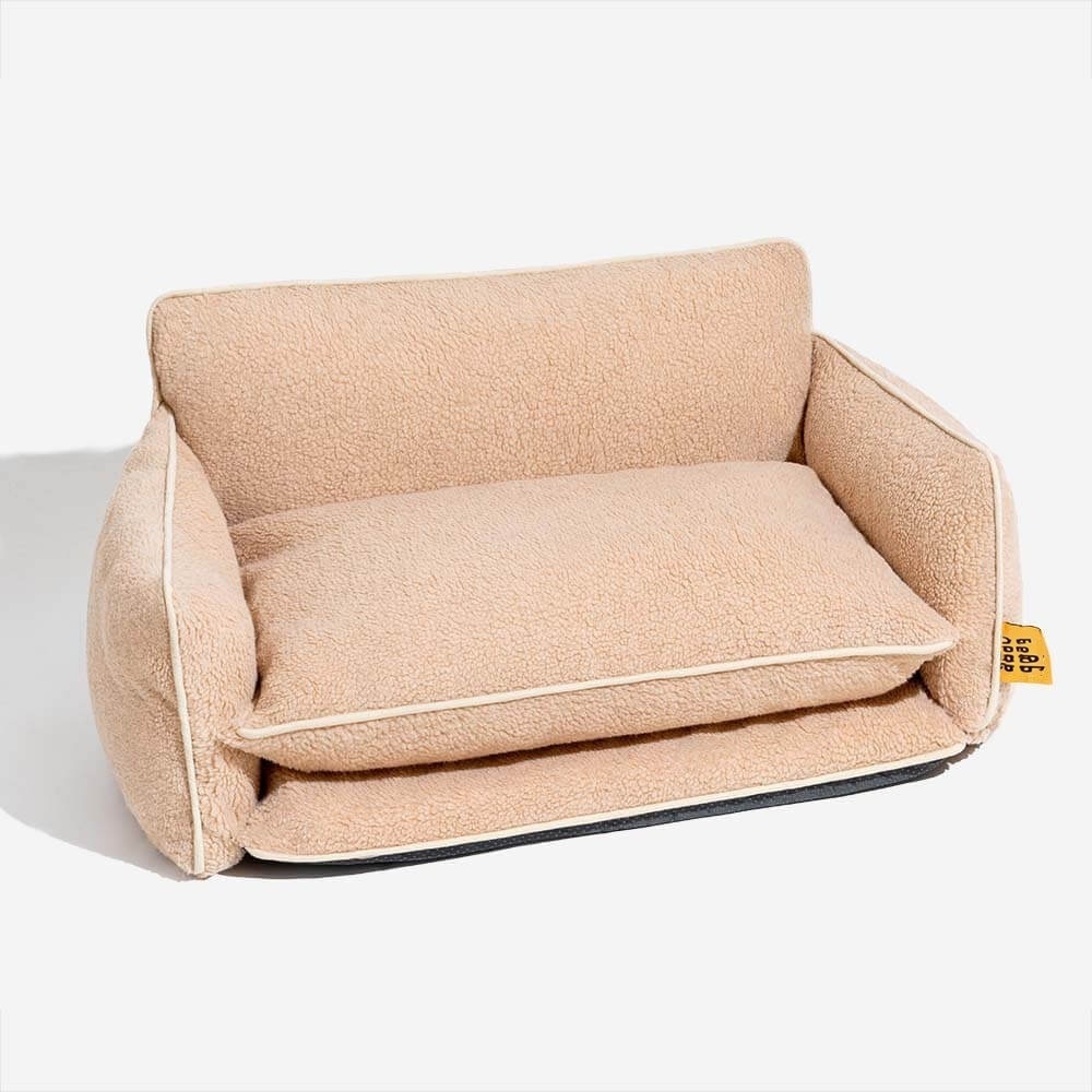 Trendy Striped Faux Lambswool Double Layer Dog & Cat Sofa Bed-北京欧布科技有限公司