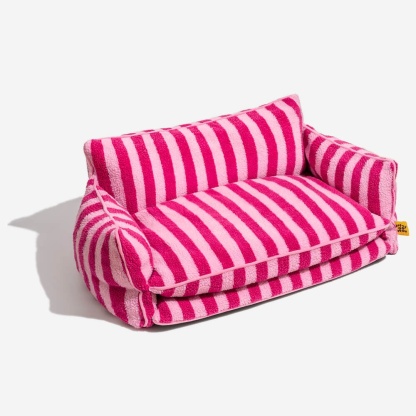 Trendy Striped Faux Lambswool Double Layer Dog & Cat Sofa Bed-北京欧布科技有限公司