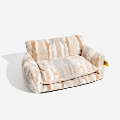 Trendy Striped Faux Lambswool Double Layer Dog & Cat Sofa Bed-北京欧布科技有限公司