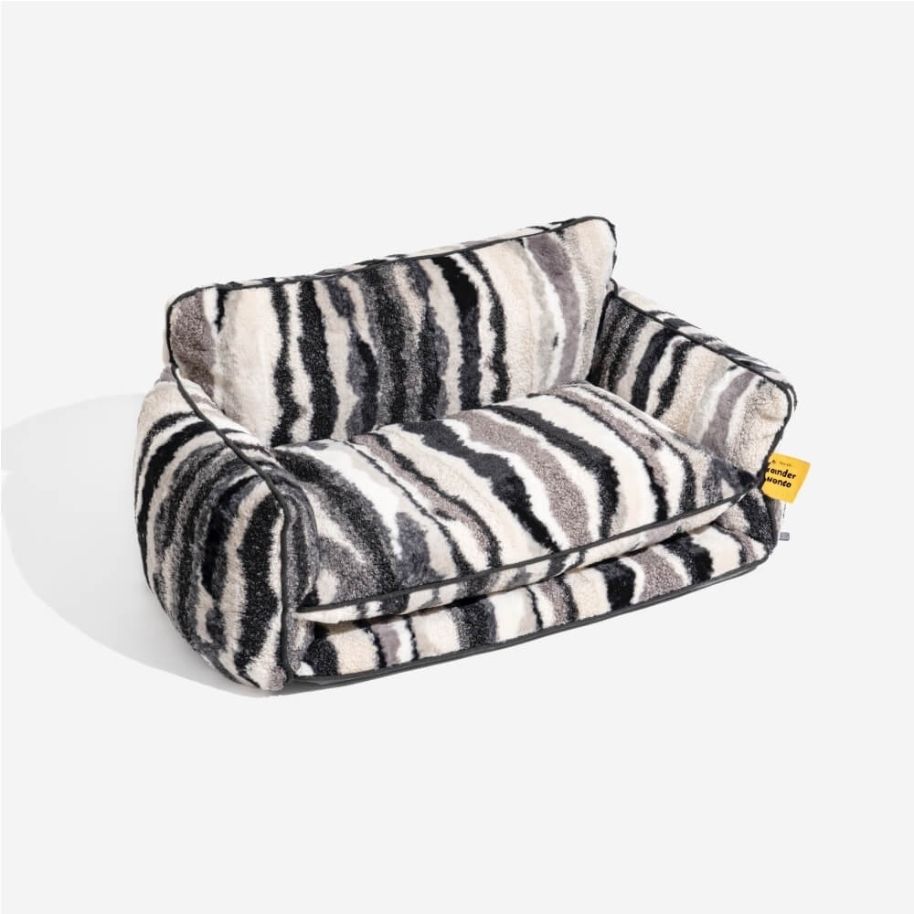 Trendy Striped Faux Lambswool Double Layer Dog & Cat Sofa Bed-北京欧布科技有限公司