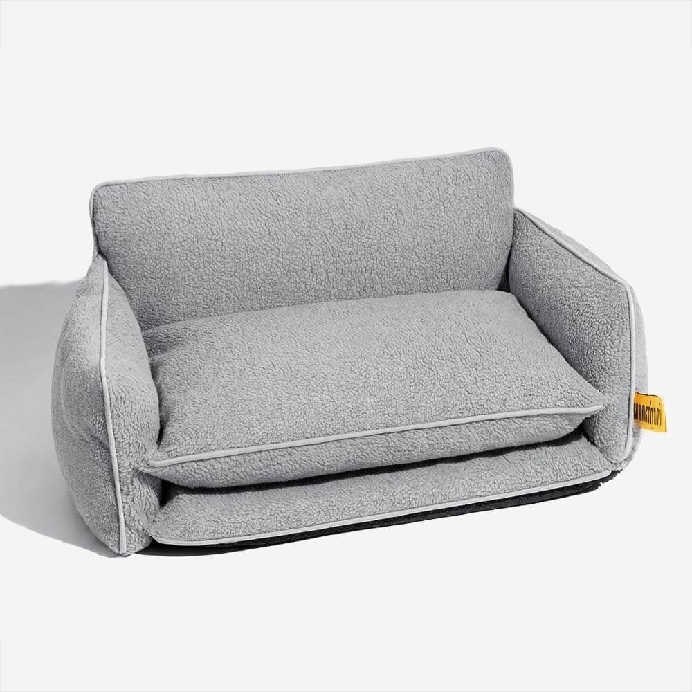 Trendy Striped Faux Lambswool Double Layer Dog & Cat Sofa Bed-北京欧布科技有限公司