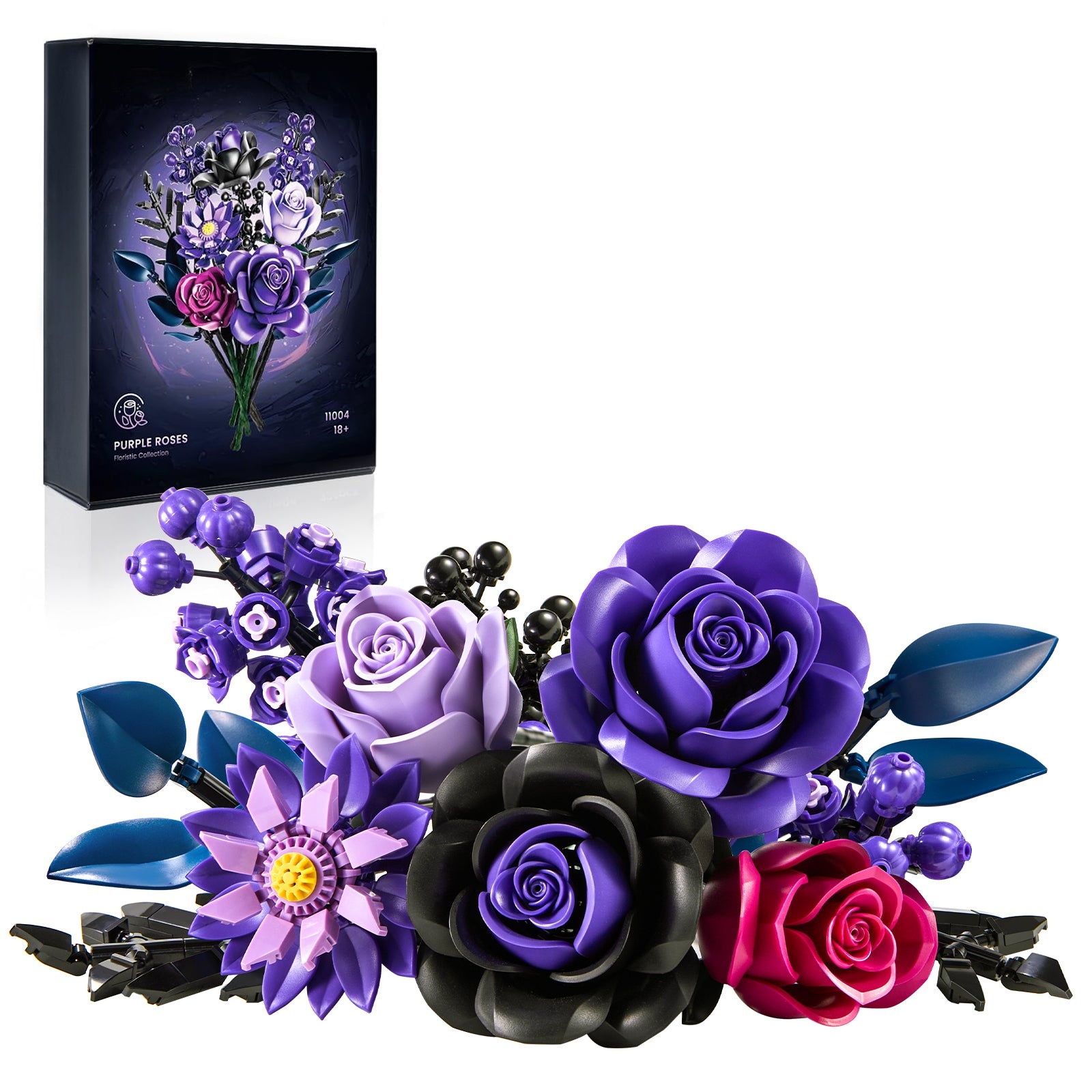 Purple Roses Bouquet Building Block Set