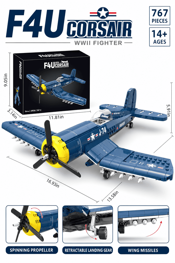 F4U Corsair Bausatz | 767-teiliges Modell eines Kampfflugzeugs aus dem Zweiten Weltkrieg
