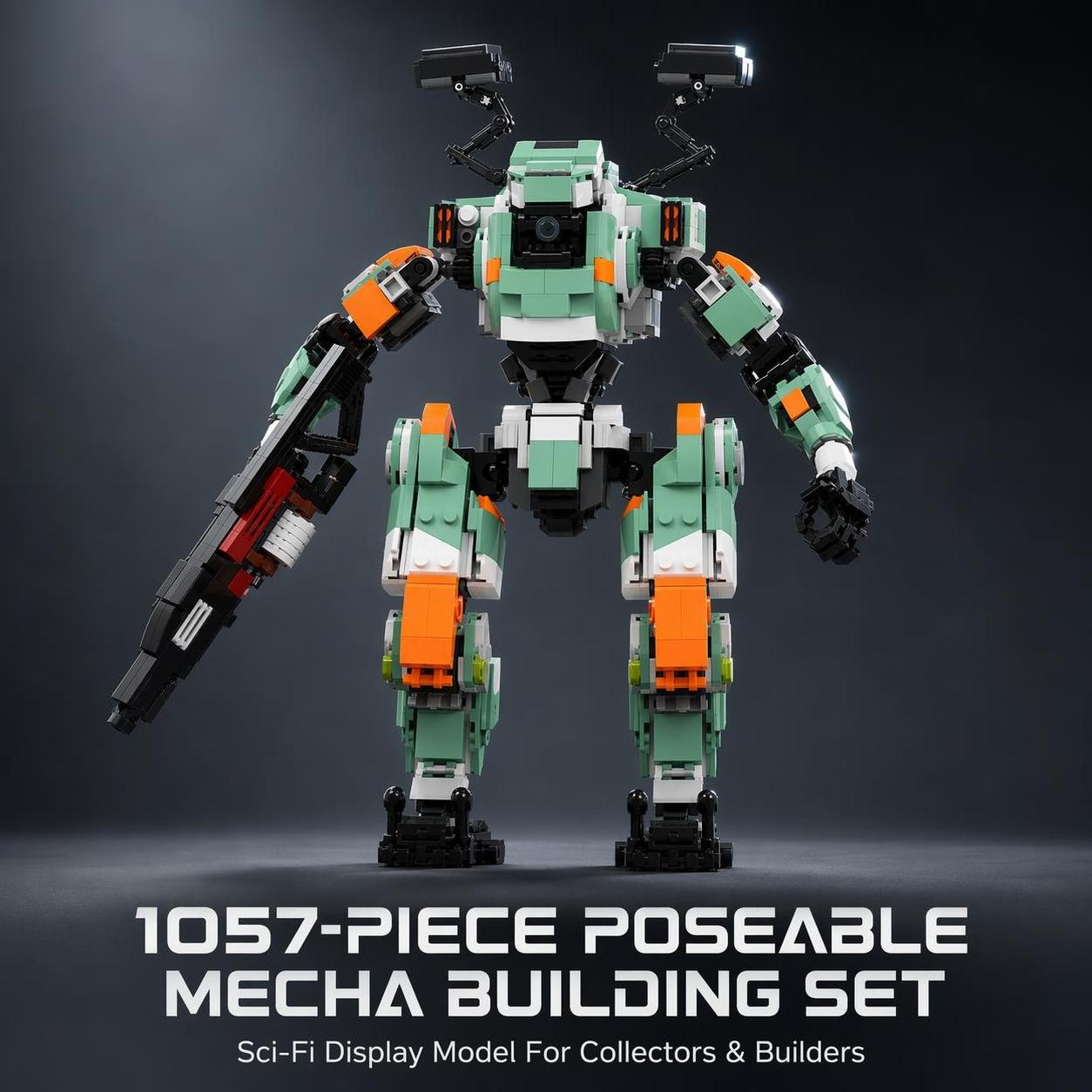 Poseable Mecha Robot Building Set with Blaster