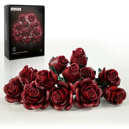 Burgundy Rose Building Bouquet Set