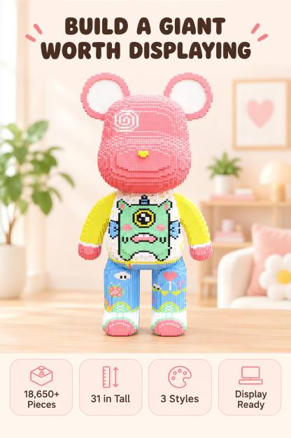 Giant 31-Inch Princess Bear Building Blocks | 18,650+ Pieces