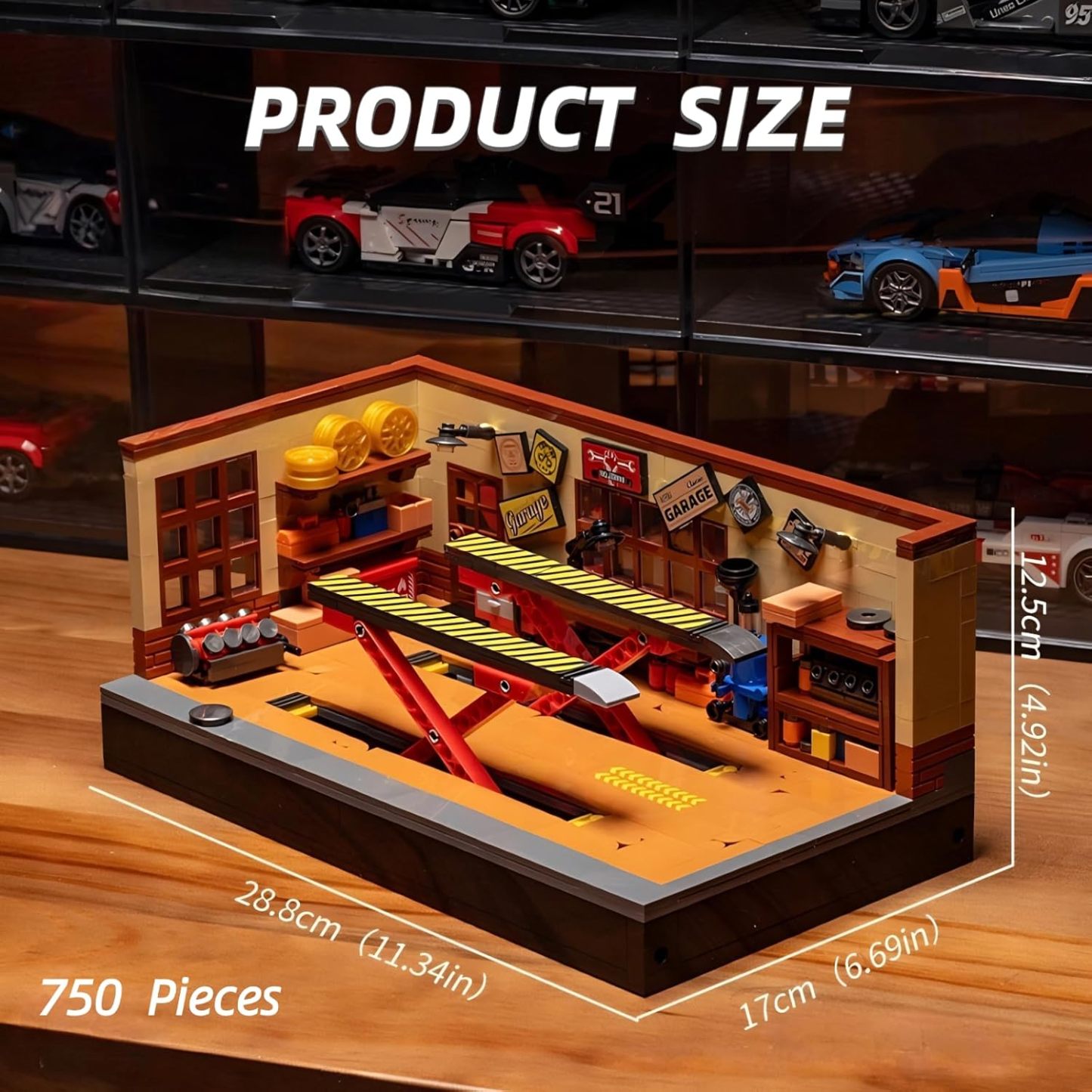 Retro Garage Building Set for 8-Stud Car Models | 750 Pieces