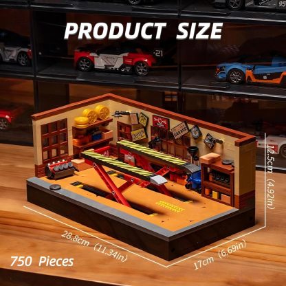 Retro Garage Building Set for 8-Stud Car Models | 750 Pieces