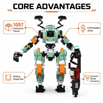 Poseable Mecha Robot Building Set with Blaster