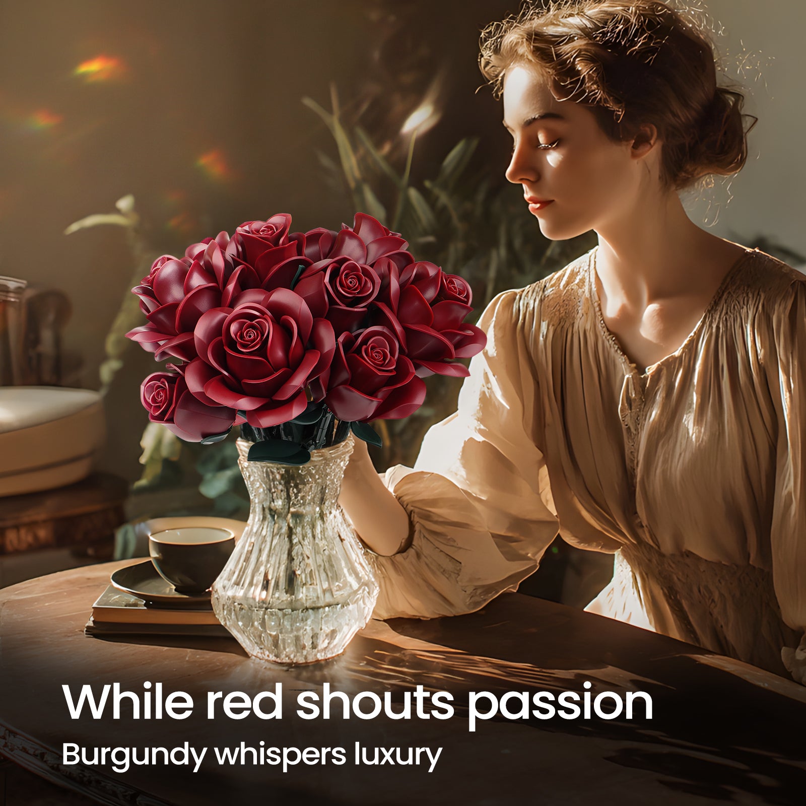 Burgundy Rose Building Bouquet Set