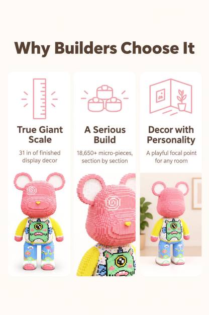 Giant 31-Inch Princess Bear Building Blocks | 18,650+ Pieces