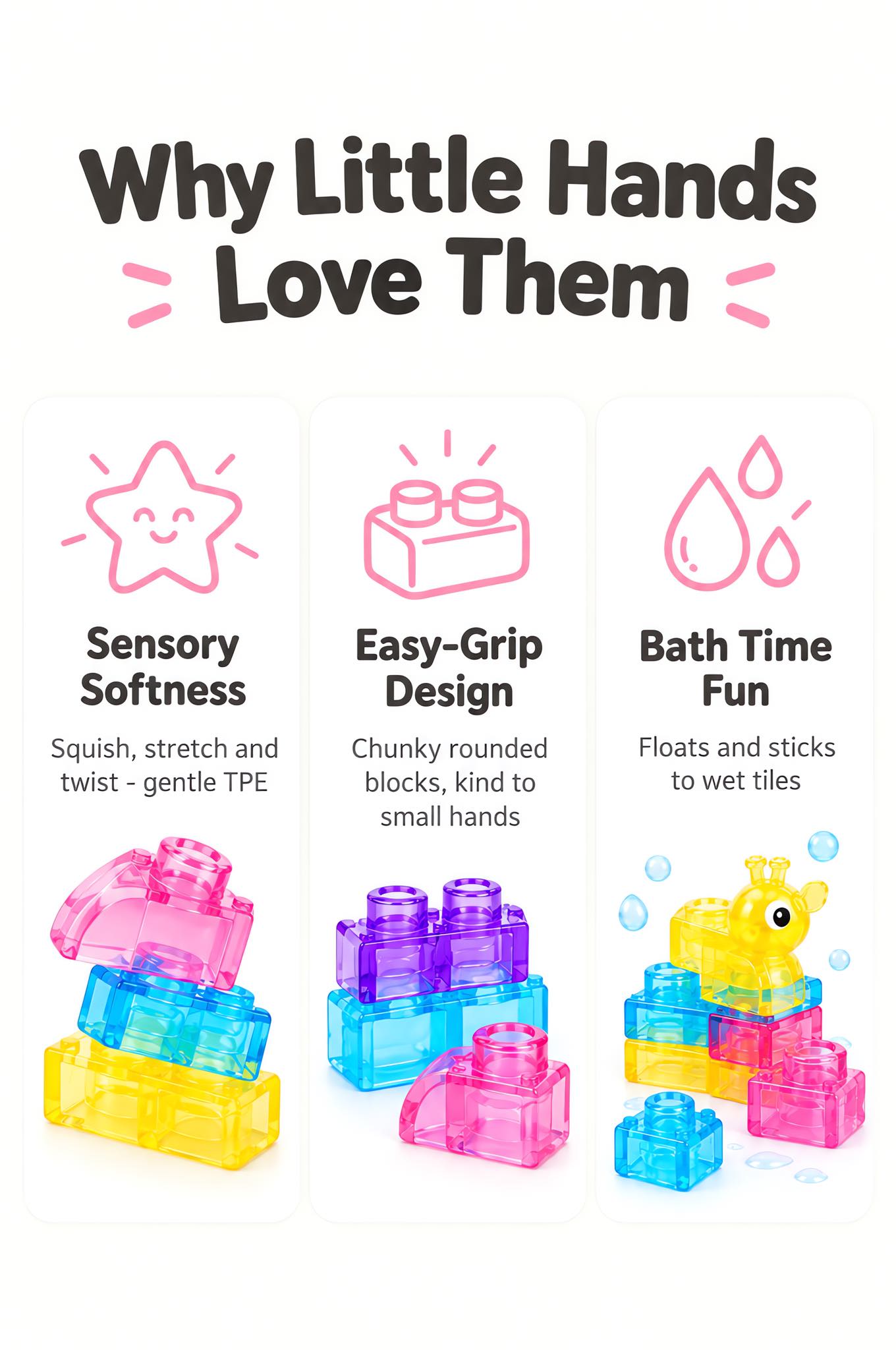 Soft Jelly Bath Building Blocks for Toddlers | Sensory Toy