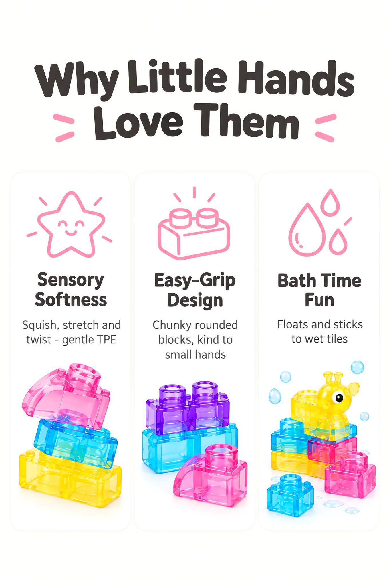 Soft Jelly Bath Building Blocks for Toddlers | Sensory Toy