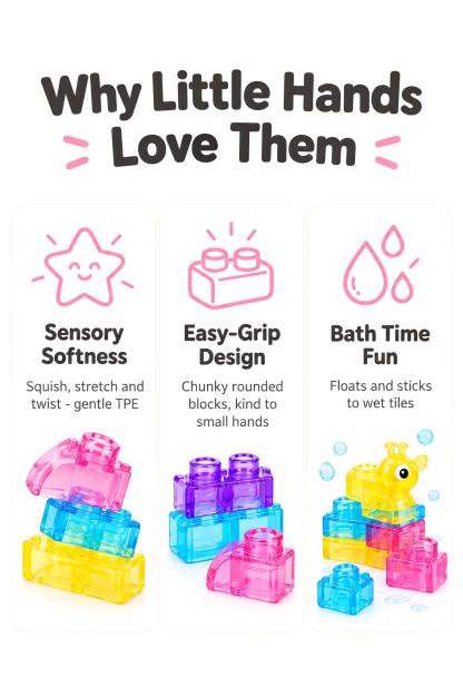 Soft Jelly Bath Building Blocks for Toddlers | Sensory Toy