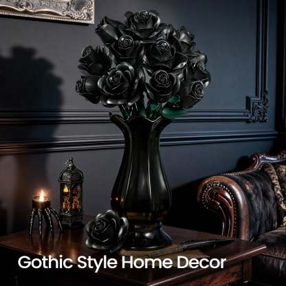 Black Roses Bouquet Building Block Set