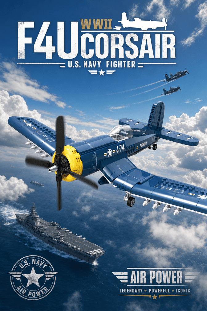 F4U Corsair Bausatz | 767-teiliges Modell eines Kampfflugzeugs aus dem Zweiten Weltkrieg