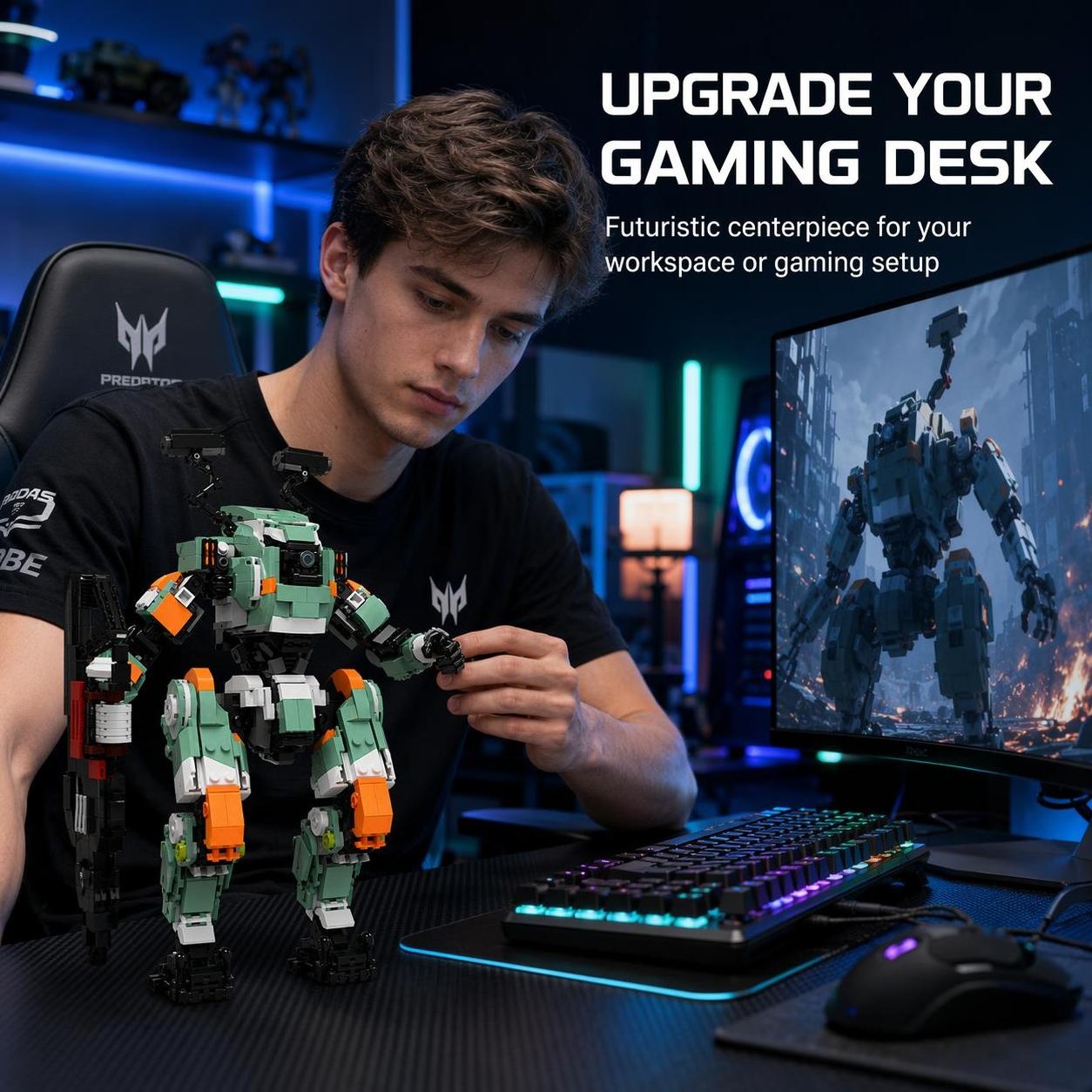 Poseable Mecha Robot Building Set with Blaster