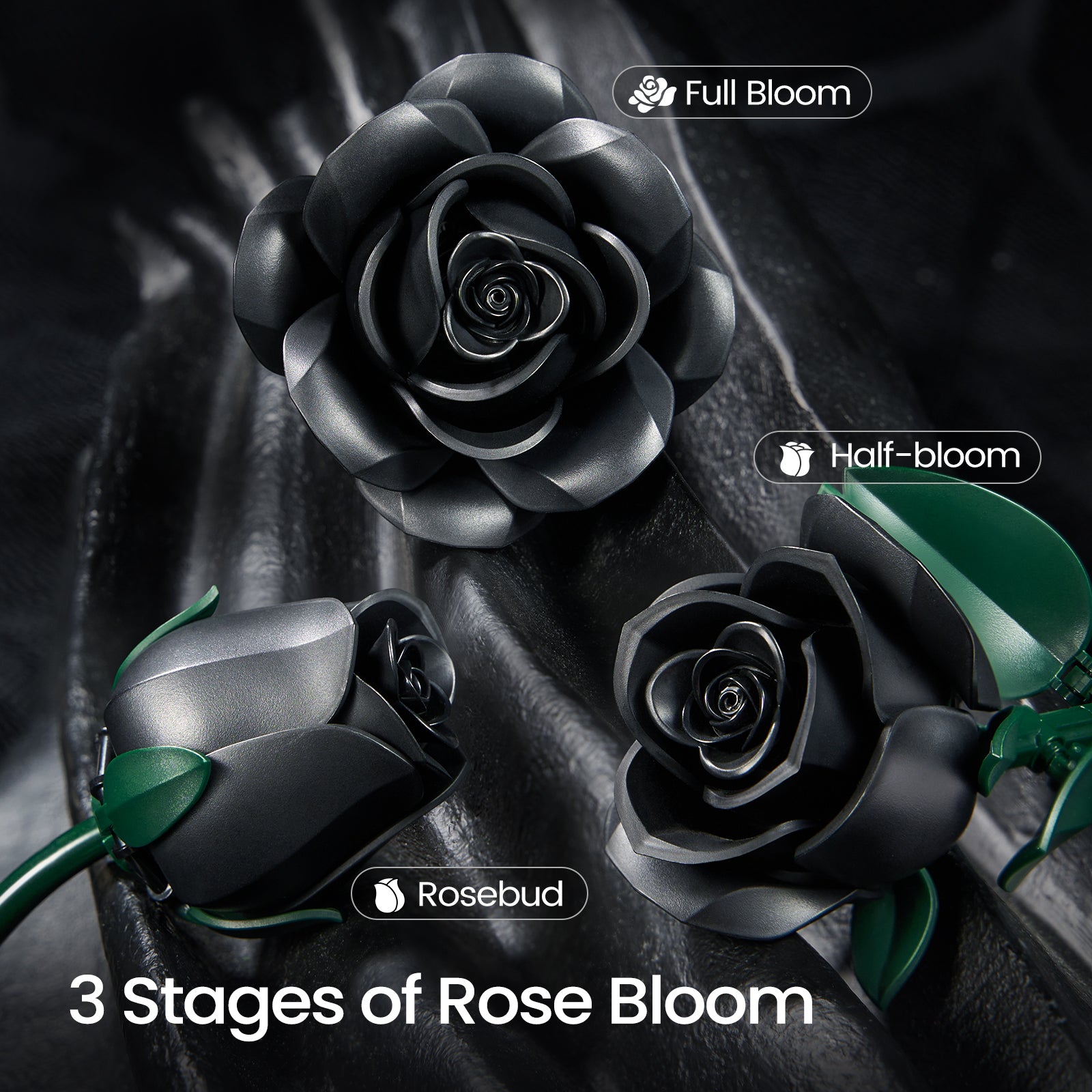 Black Roses Bouquet Building Block Set