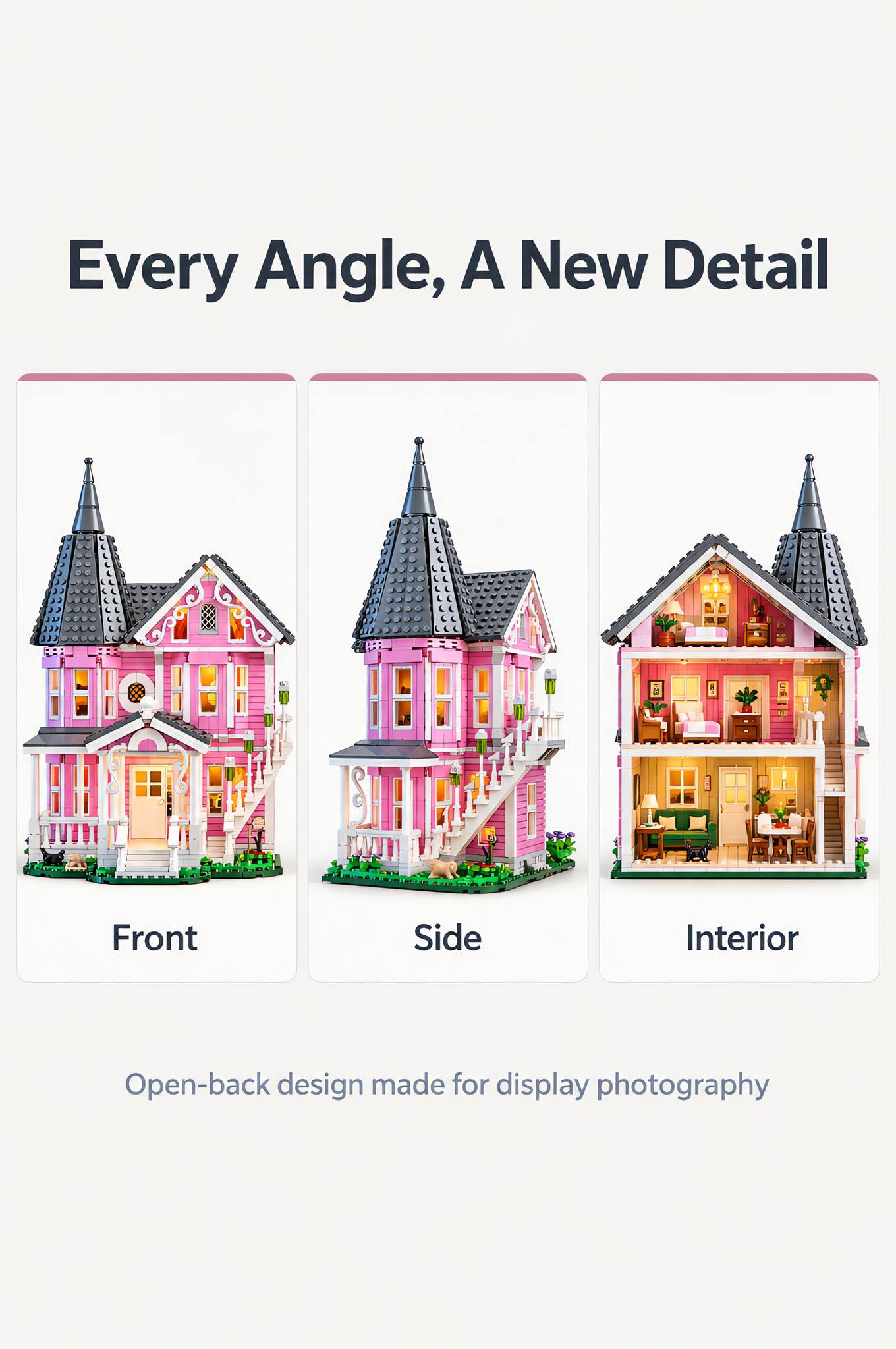 Pink Palace Haunted House Building Set with Lights 