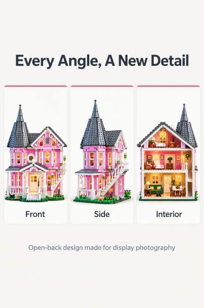 Pink Palace Haunted House Building Set with Lights 