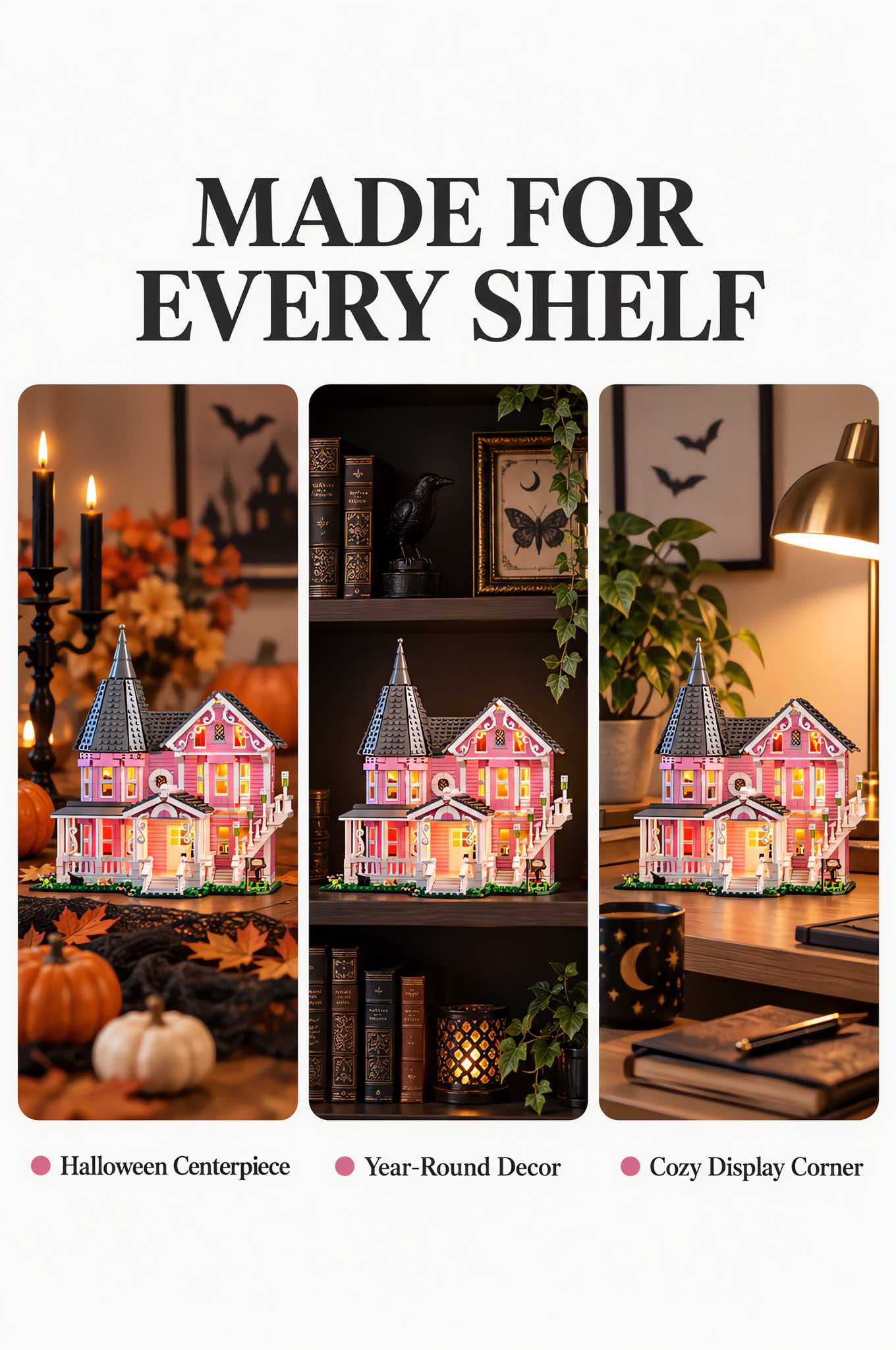 Pink Palace Haunted House Building Set with Lights 