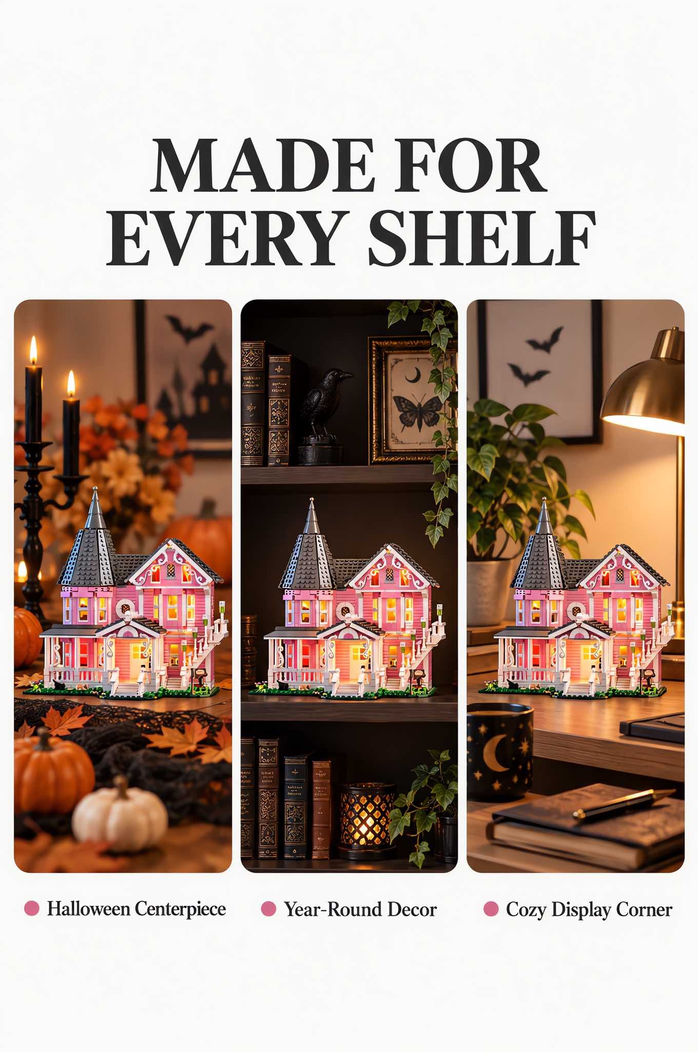 Pink Palace Haunted House Building Set with Lights 