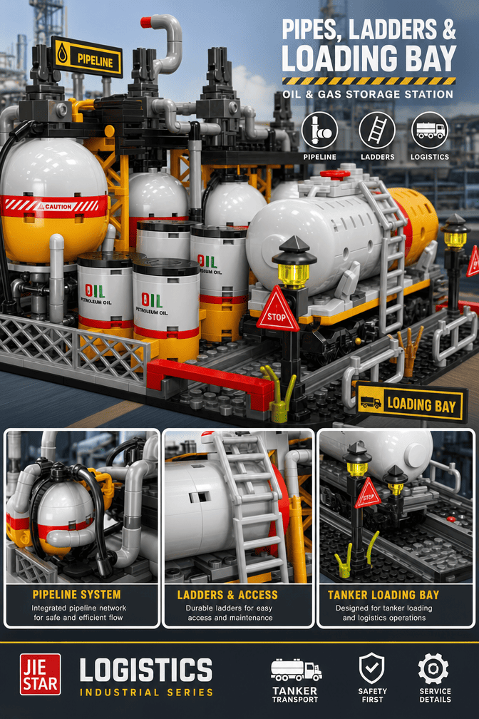 Oil & Gas Storage Station Building Set | 743-Piece City MOC