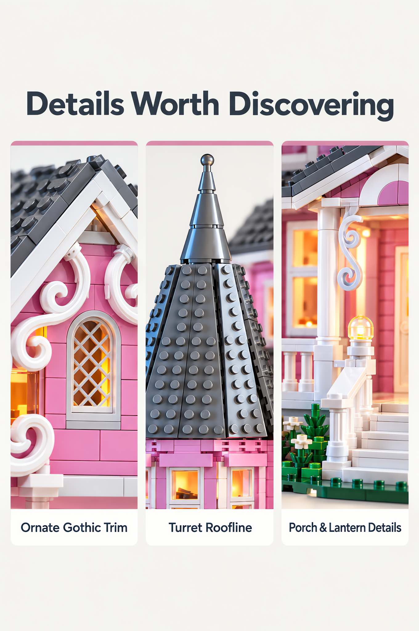 Pink Palace Haunted House Building Set with Lights 