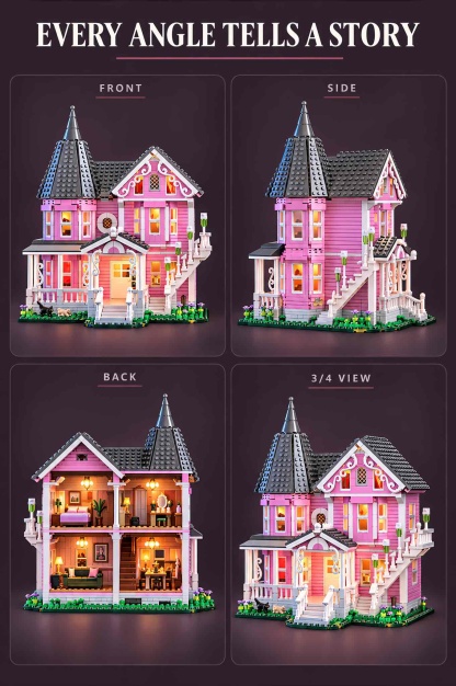 Pink Palace Haunted House Building Set with Lights 