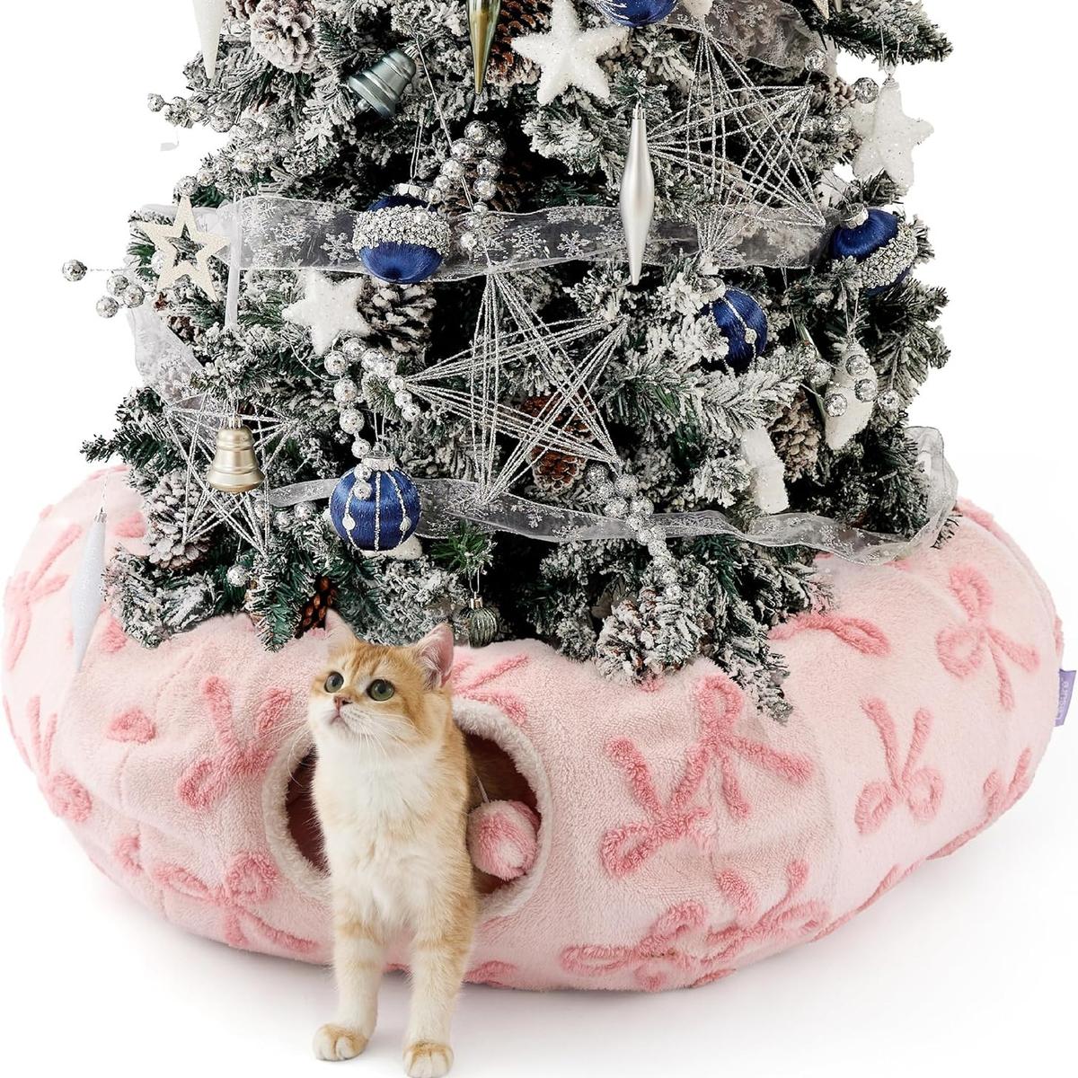 Cozy Washable Cat Tunnel Bed with Cushion - Foldable Pet Play & Sleep Cave-北京欧布科技有限公司