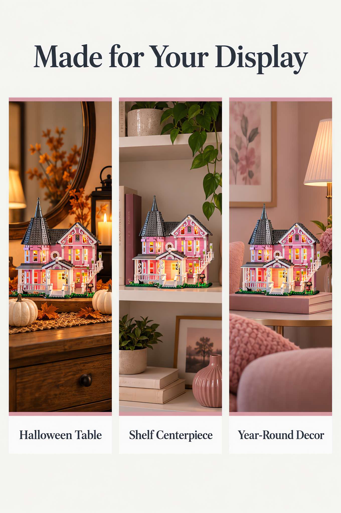 Pink Palace Haunted House Building Set with Lights 