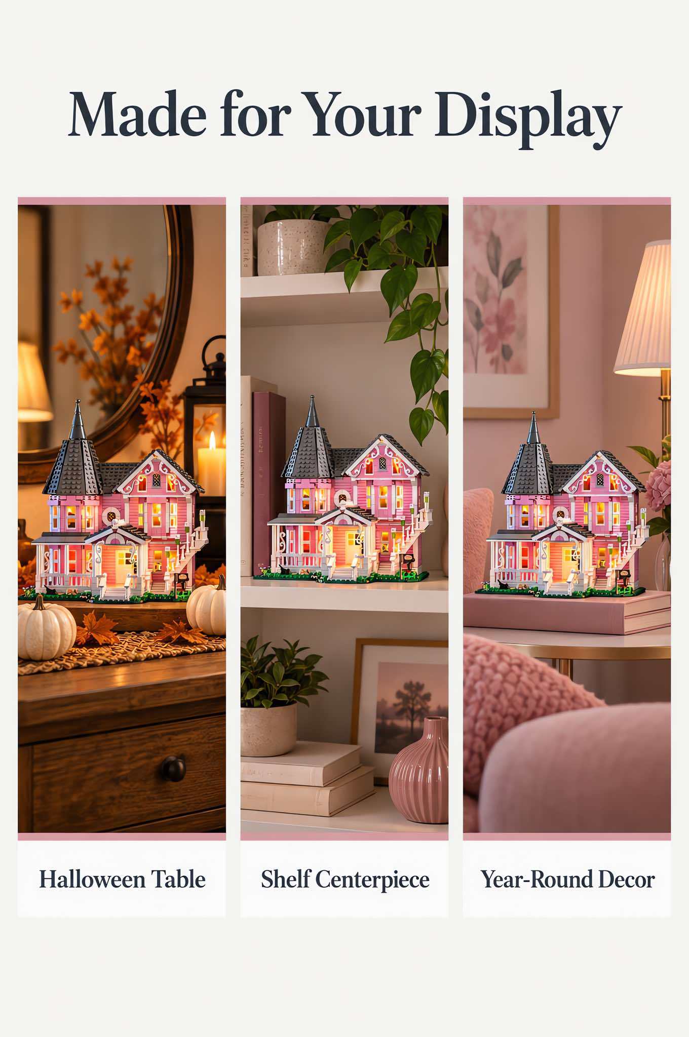 Pink Palace Haunted House Building Set with Lights 