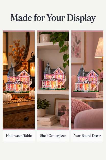 Pink Palace Haunted House Building Set with Lights 