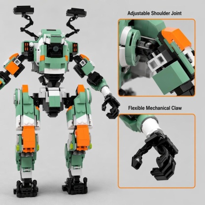 Poseable Mecha Robot Building Set with Blaster