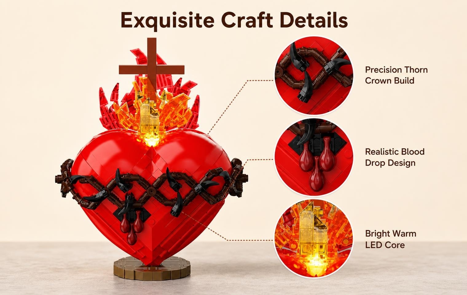 Sacred Heart of Jesus Building Block Set with LED Light